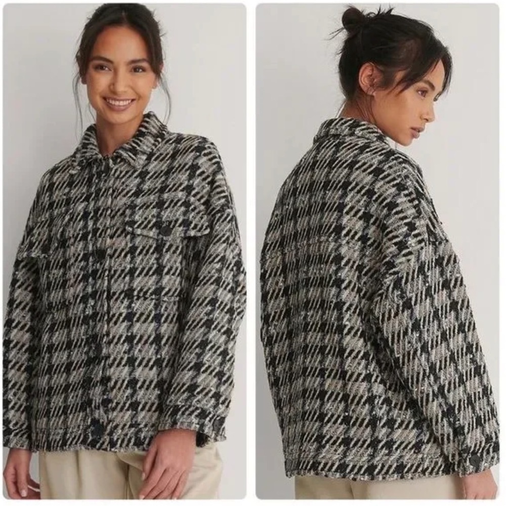 Mango Tweed Plaid Jacket Shacket Size‎ L